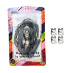 Elastische veters onzichtbaar strikken plat 8mm onzichtbare clipjes donkergrijs in luxe verpakking