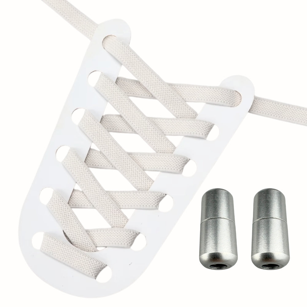 Productafbeelding van platte elastische veters van 9 mm met capsule sluiting in de kleur beige