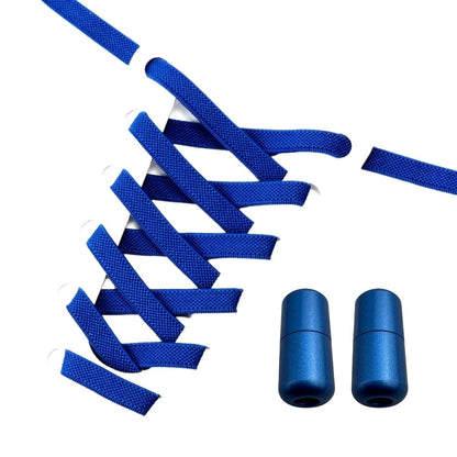 Productafbeelding van platte elastische veters van 9 mm met capsule sluiting in de kleur blauw