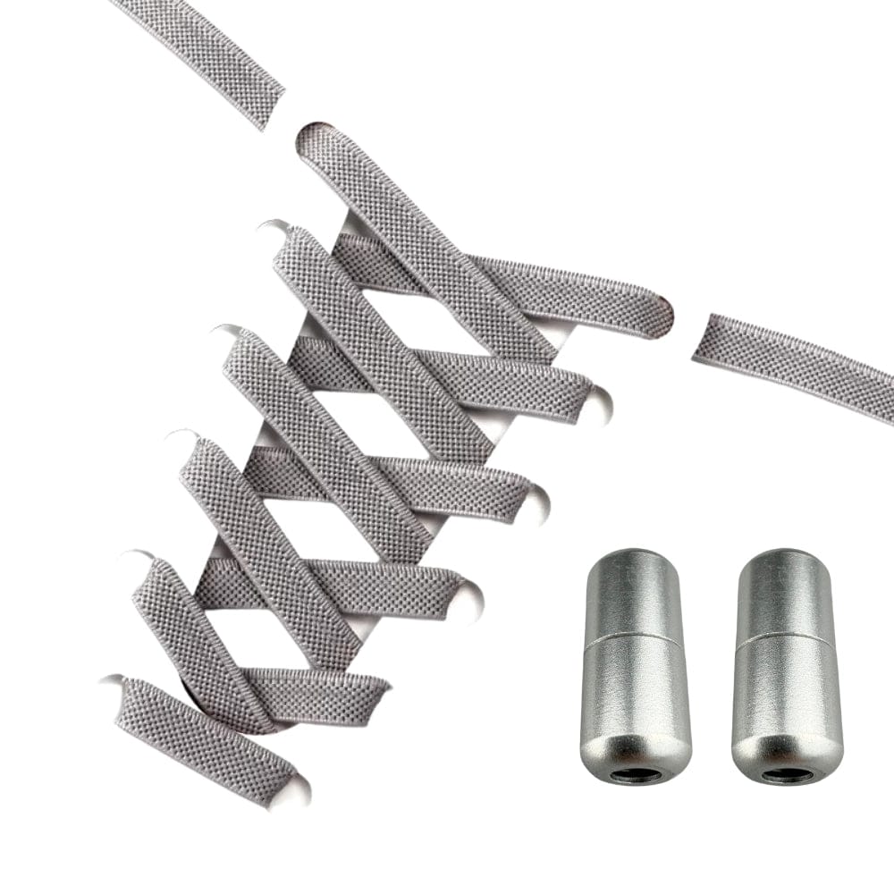 Productafbeelding van platte elastische veters van 9 mm met capsule sluiting in de kleur grijs