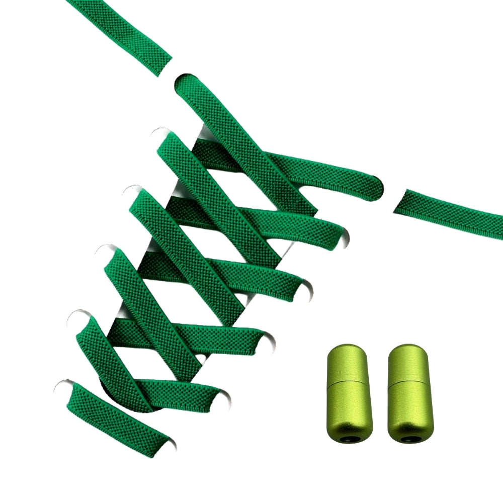 Productafbeelding van platte elastische veters van 9 mm met capsule sluiting in de kleur groen