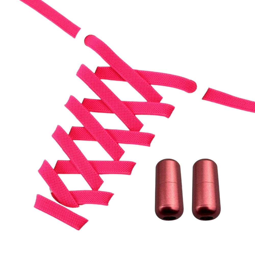 Productafbeelding van platte elastische veters van 9 mm met capsule sluiting in de kleur rozenrood