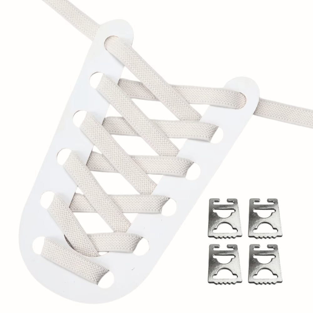 Productafbeelding van platte elastische veters van 9 mm met clipjes in de kleur beige