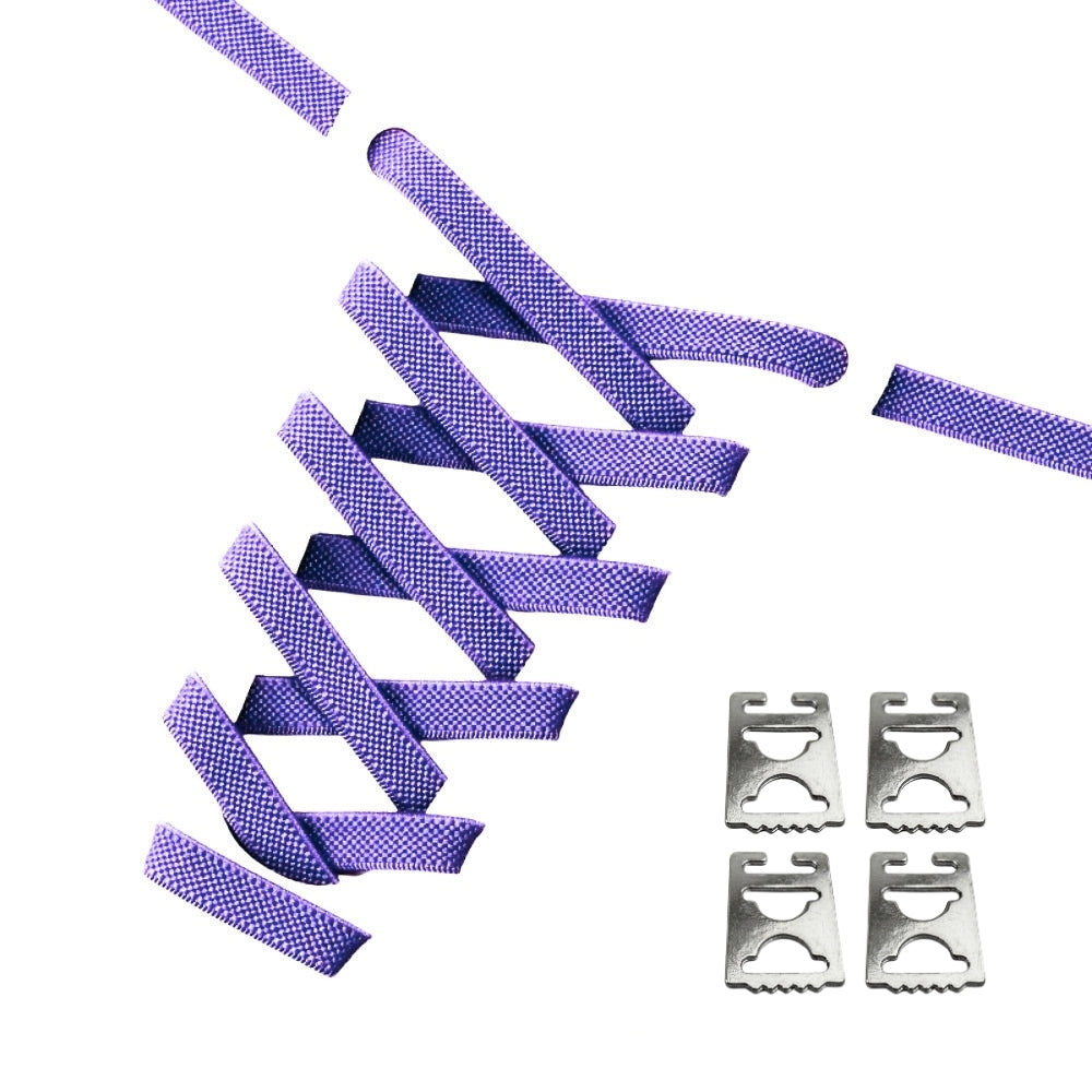 Productafbeelding van platte elastische veters van 9 mm met clipjes in de kleur paars