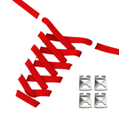 Productafbeelding van platte elastische veters van 9 mm met clipjes in de kleur rood