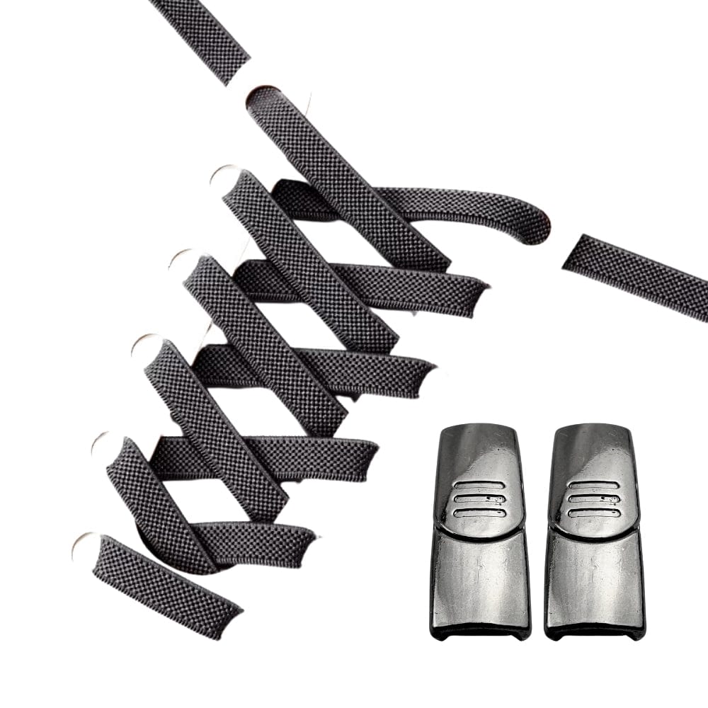 Productafbeelding van platte elastische veters van 9 mm met magneetsluiting in de kleur donkergrijs