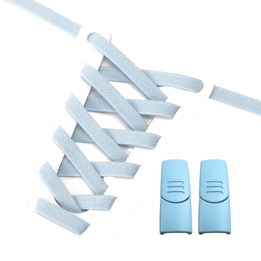 Productafbeelding van platte elastische veters van 9 mm met magneetsluiting in de kleur lichtblauw