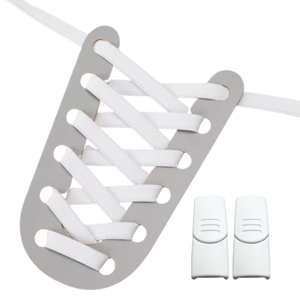 Productafbeelding van platte elastische veters van 9 mm met magneetsluiting in de kleur wit