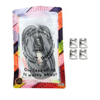 Elastische veters onzichtbaar strikken plat 9mm onzichtbare clipjes grijs in luxe verpakking