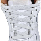 Elastische veters onzichtbaar strikken plat 9mm onzichtbare clipjes wit met stretch uitgerekt