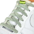 Elastische veters zonder strikken fluffy 7mm capsule sluiting jade geregen in witte Nike Air Force 1