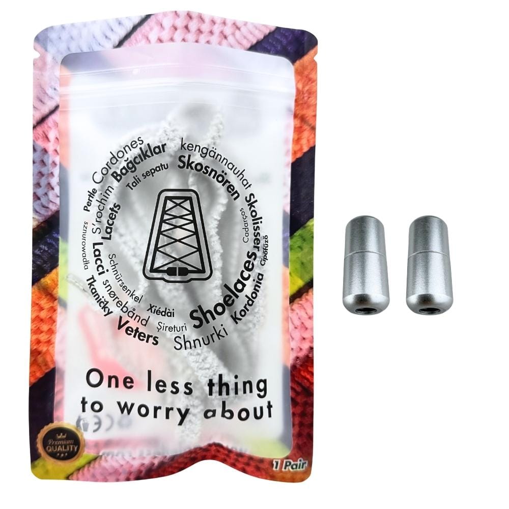 Elastische veters zonder strikken fluffy 7mm capsule sluiting wit in luxe verpakking