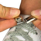 Elastische veters zonder strikken fluffy 7mm magnetische sluiting jade detailfoto van hoe de sluiting werkt