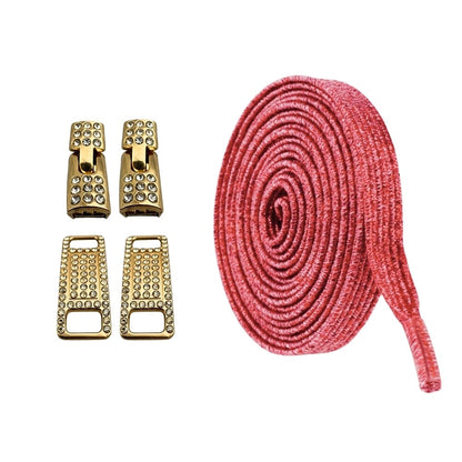 Productafbeelding van bling bling elastische veters van 6 mm met gouden haak in de kleur rood