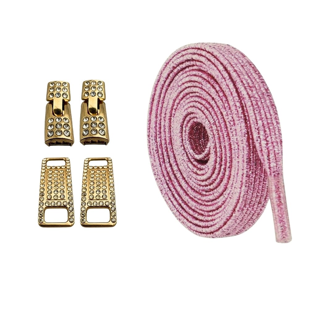 Productafbeelding van bling bling elastische veters van 6 mm met gouden haak in de kleur roze