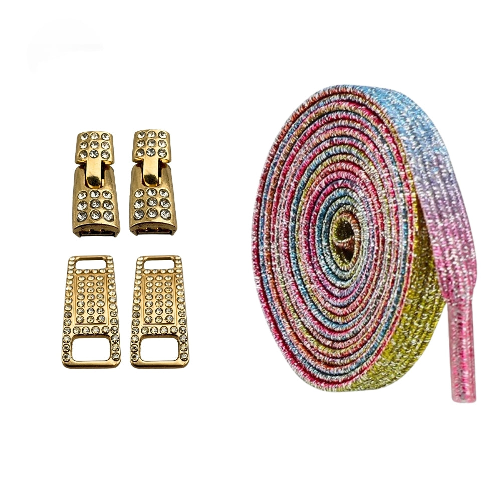 Productafbeelding van bling bling elastische veters van 6 mm met gouden haak in de kleur snoepkleur