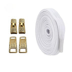 Productafbeelding van bling bling elastische veters van 6 mm met gouden haak in de kleur wit