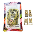 Elastische veters zonder strikken bling bling 6mm haak sluiting goud in luxe verpakking