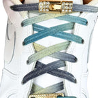 Elastische veters zonder strikken bling bling 6mm haak sluiting stars met stretch uitgerekt