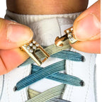 Elastische veters zonder strikken bling bling 6mm haak sluiting stars detailfoto van hoe de sluiting werkt