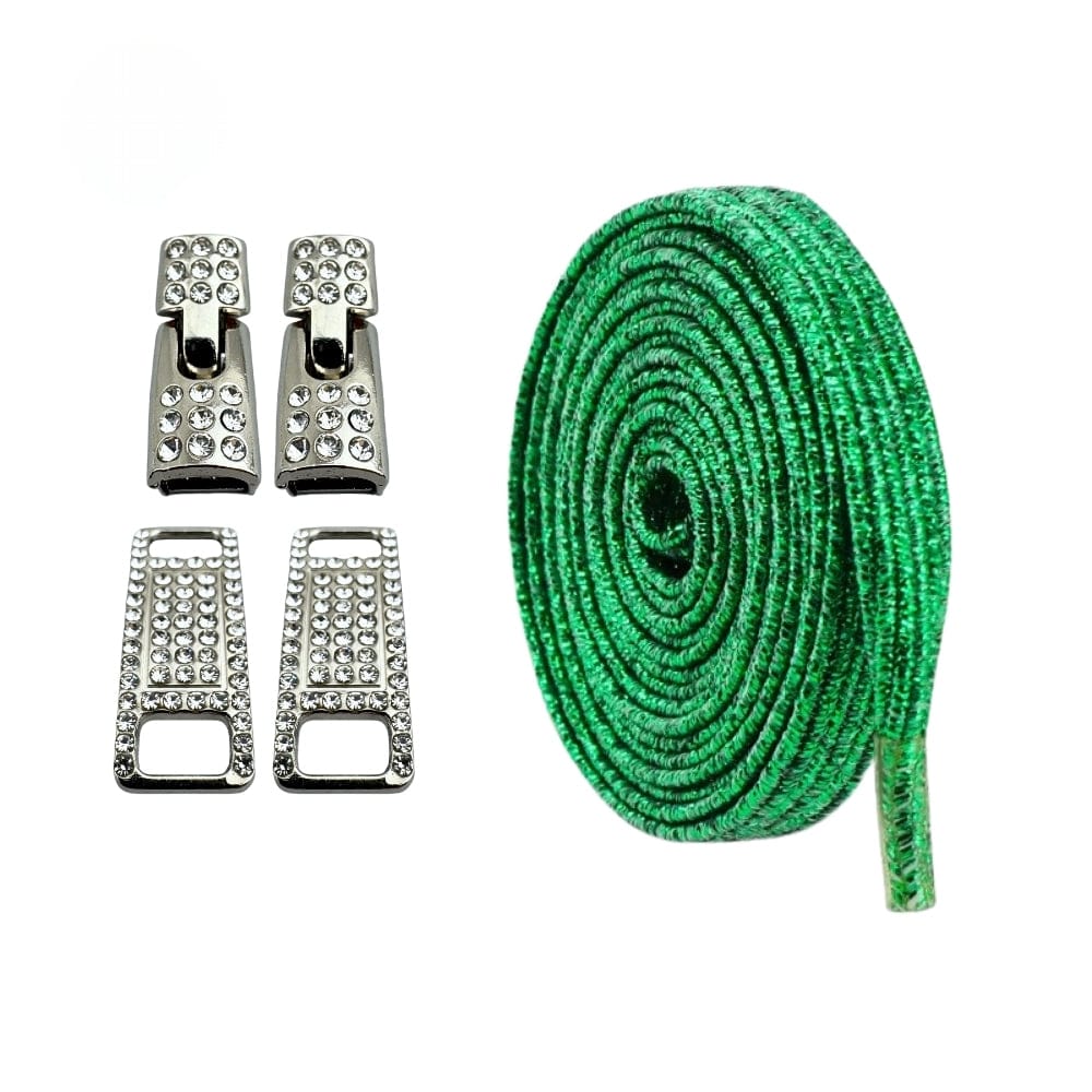 Productafbeelding van bling bling elastische veters van 6 mm met zilveren haak in de kleur groen