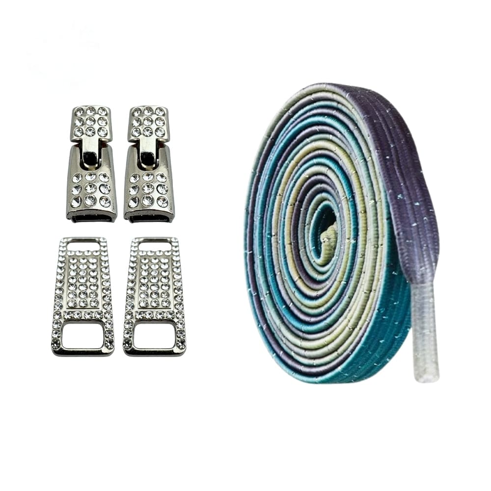 Productafbeelding van bling bling elastische veters van 6 mm met zilveren haak in de kleur stars