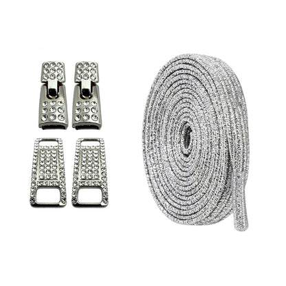 Productafbeelding van bling bling elastische veters van 6 mm met zilveren haak in de kleur zilver