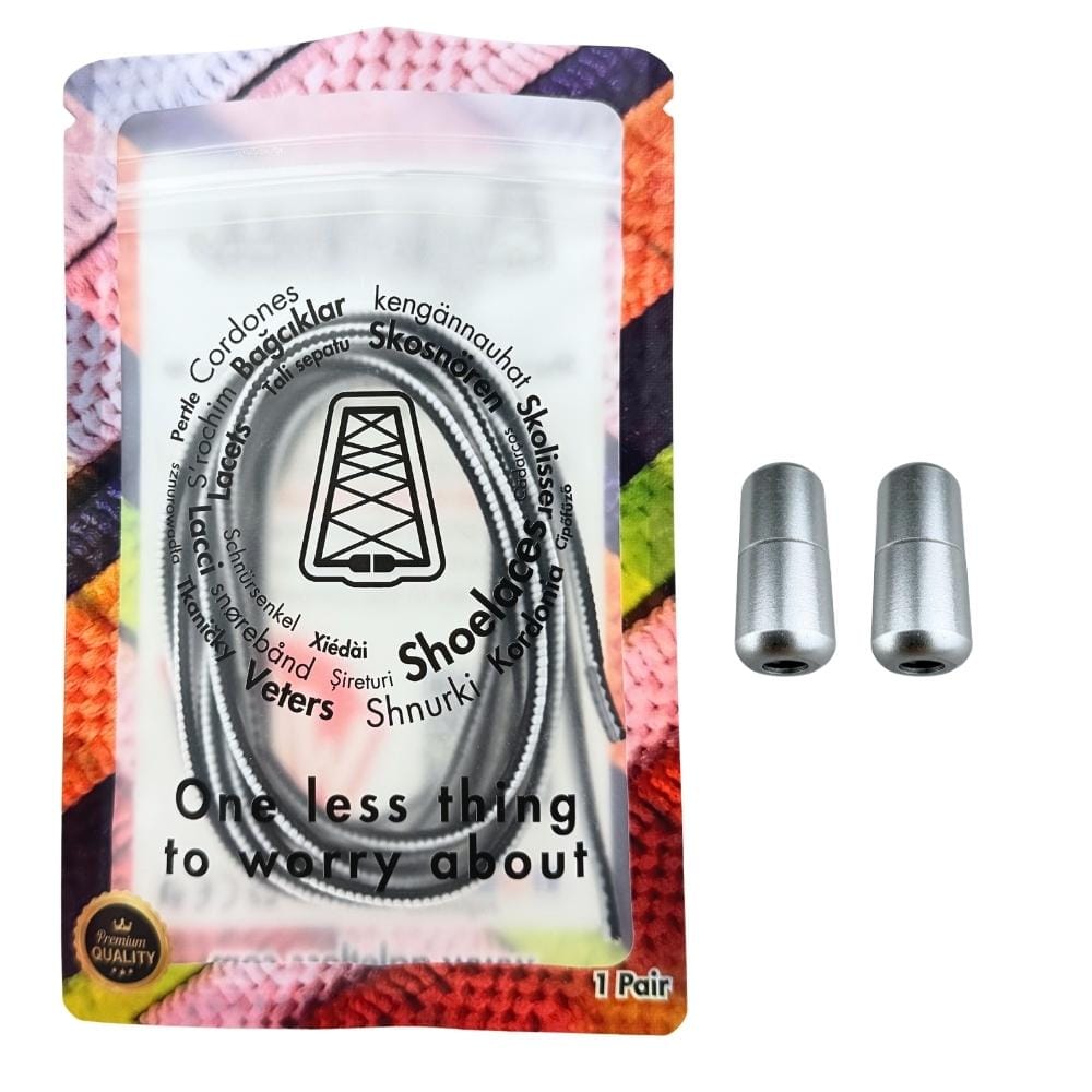 Elastische veters zonder strikken driehoek 3mm capsule sluiting zwart wit in luxe verpakking