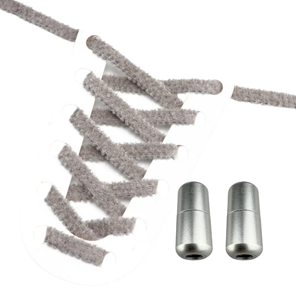 Productafbeelding van fluffy elastische veters van 7 mm met capsule sluiting in de kleur donkergrijs