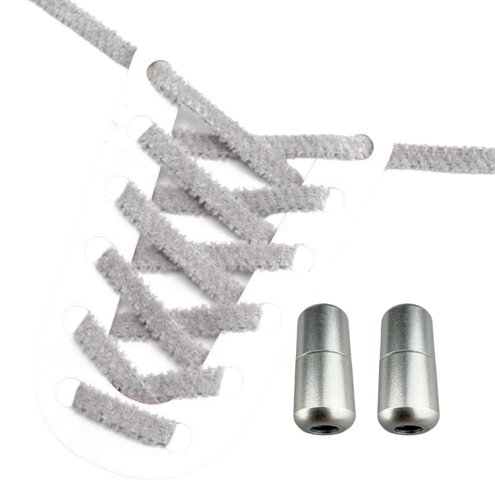 Productafbeelding van fluffy elastische veters van 7 mm met capsule sluiting in de kleur grijs