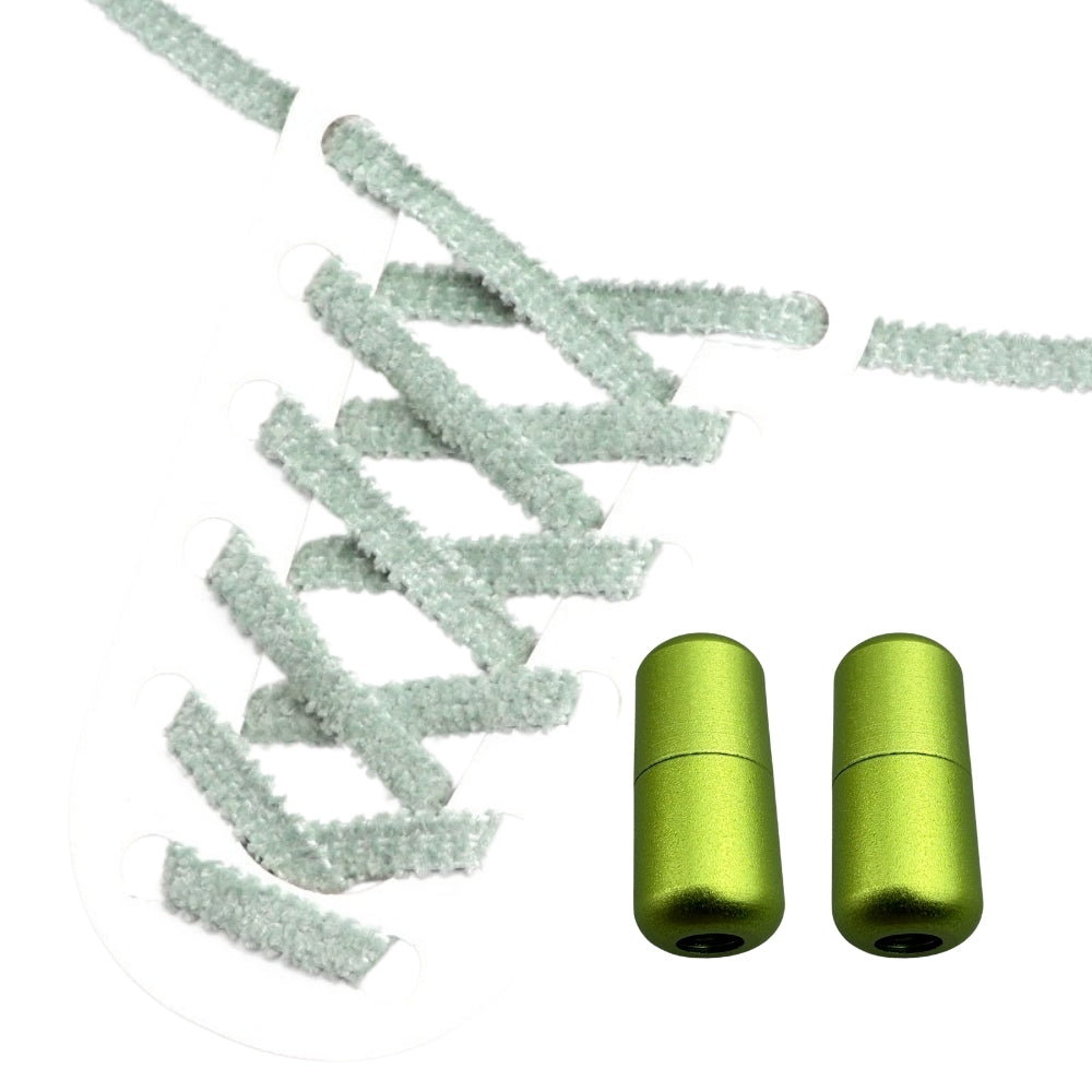 Productafbeelding van fluffy elastische veters van 7 mm met capsule sluiting in de kleur jade