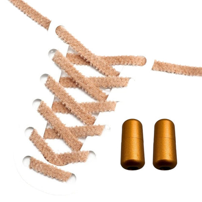 Productafbeelding van fluffy elastische veters van 7 mm met capsule sluiting in de kleur lichtbruin