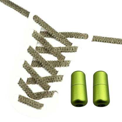 Productafbeelding van fluffy elastische veters van 7 mm met capsule sluiting in de kleur mosgroen