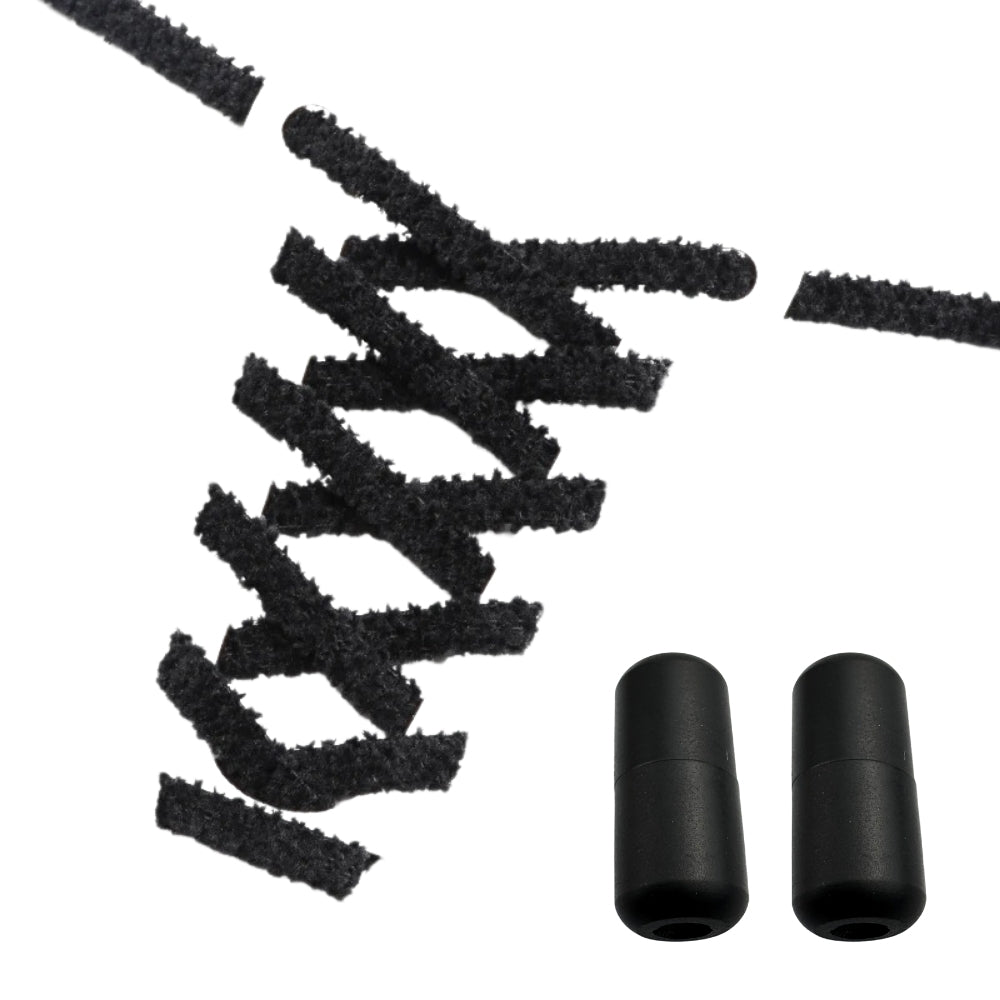 Productafbeelding van fluffy elastische veters van 7 mm met capsule sluiting in de kleur zwart