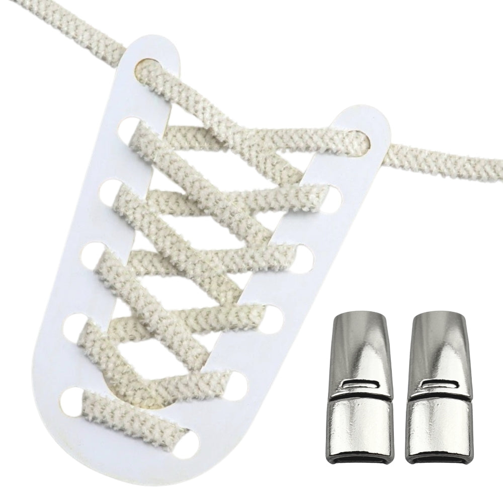 Productafbeelding van fluffy elastische veters van 7 mm met magneetsluiting in de kleur beige