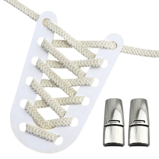 Productafbeelding van fluffy elastische veters van 7 mm met magneetsluiting in de kleur beige