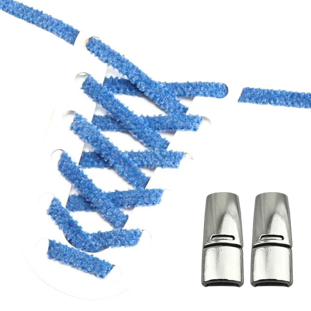 Productafbeelding van fluffy elastische veters van 7 mm met magneetsluiting in de kleur blauw