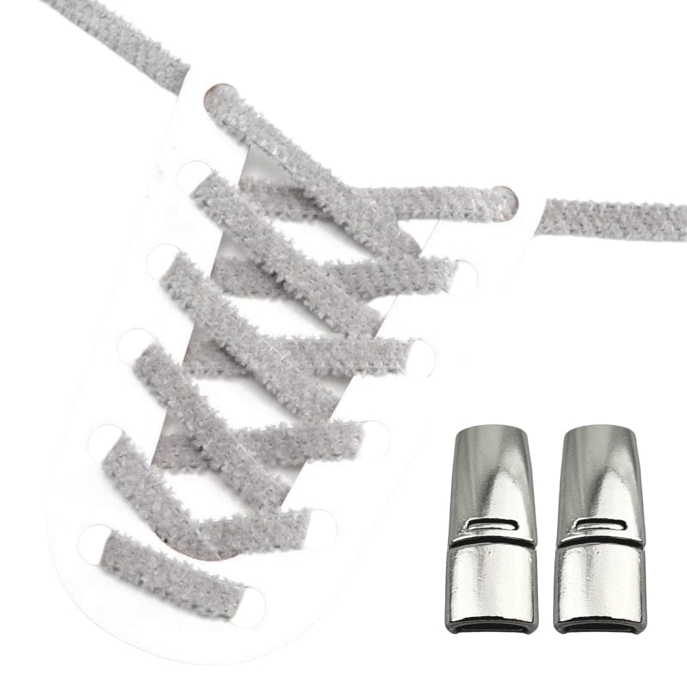 Productafbeelding van fluffy elastische veters van 7 mm met magneetsluiting in de kleur grijs