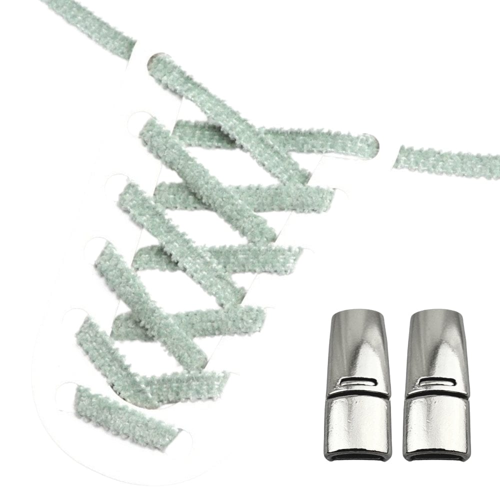 Productafbeelding van fluffy elastische veters van 7 mm met magneetsluiting in de kleur jade