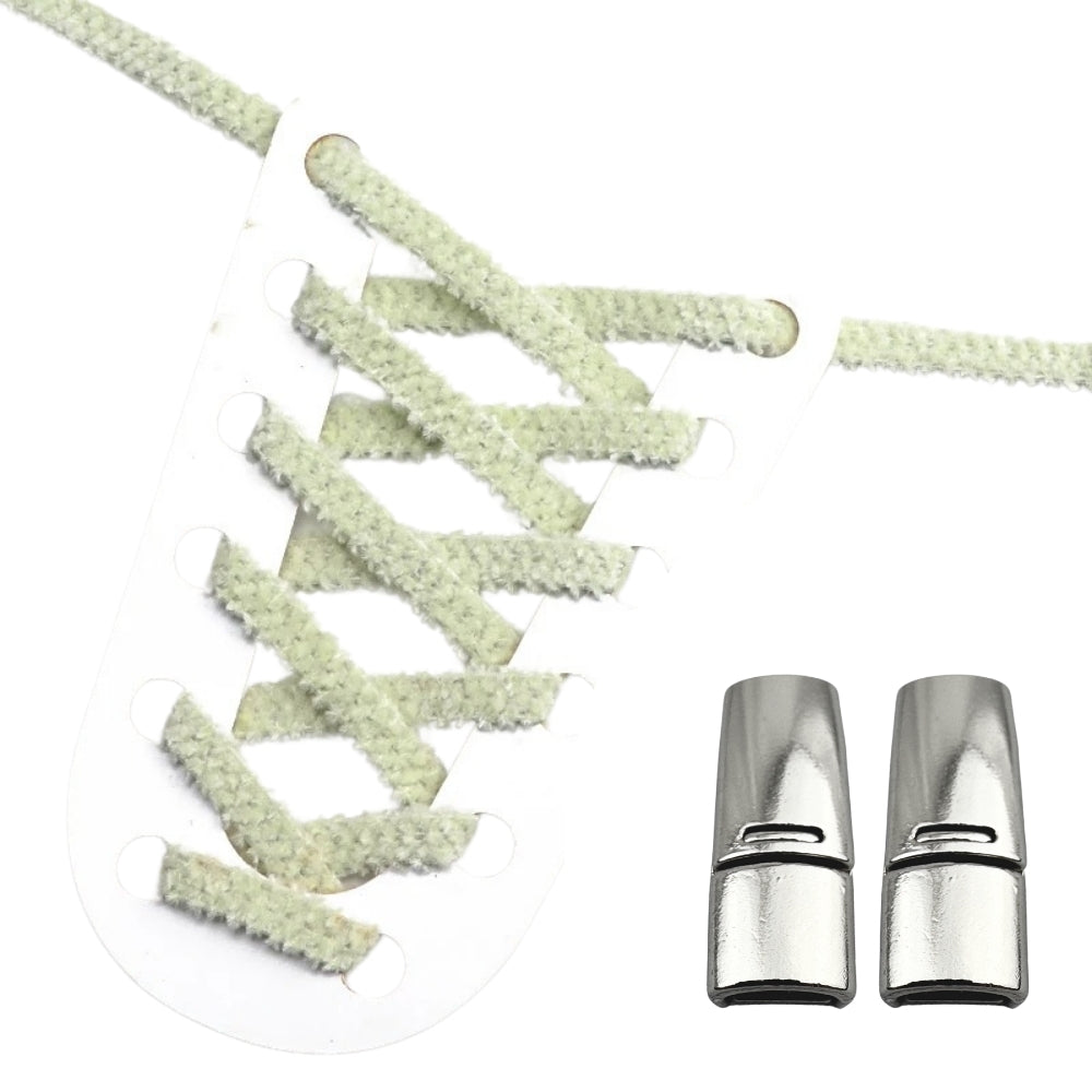 Productafbeelding van fluffy elastische veters van 7 mm met magneetsluiting in de kleur lichtgroen