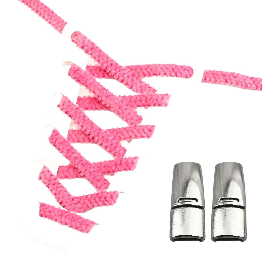 Productafbeelding van fluffy elastische veters van 7 mm met magneetsluiting in de kleur rozenrood