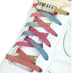 Elastische veters zonder strikken glitter 6mm bling magnetische sluiting candy geregen in witte Nike Air Force 1