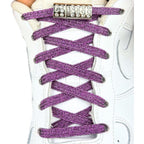 Elastische veters zonder strikken glitter 6mm bling magnetische sluiting paars met stretch uitgerekt