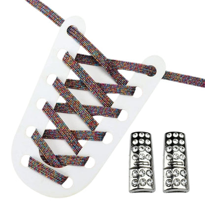 Productafbeelding van glitter elastische veters van 6 mm met bling magneet sluiting in de kleur regenboog