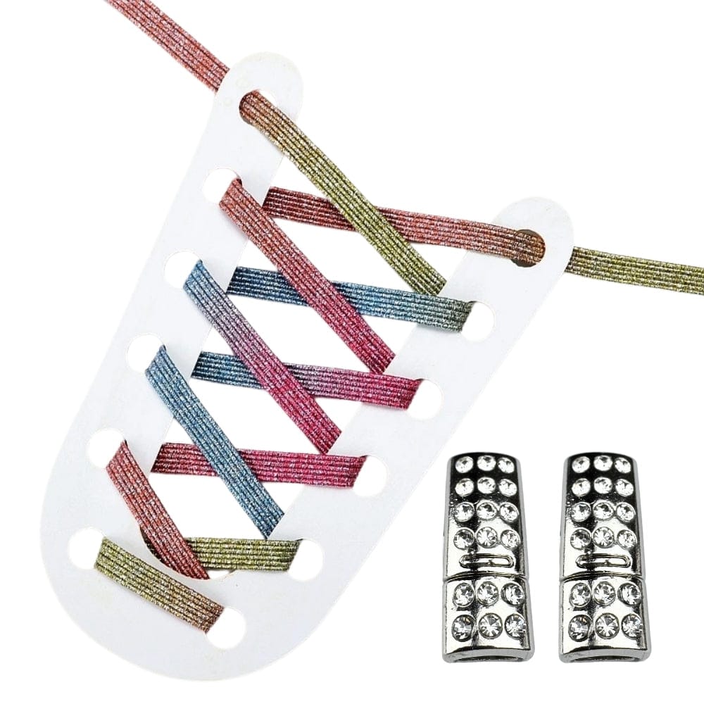 Productafbeelding van glitter elastische veters van 6 mm met bling magneet sluiting in de kleur snoepkleur