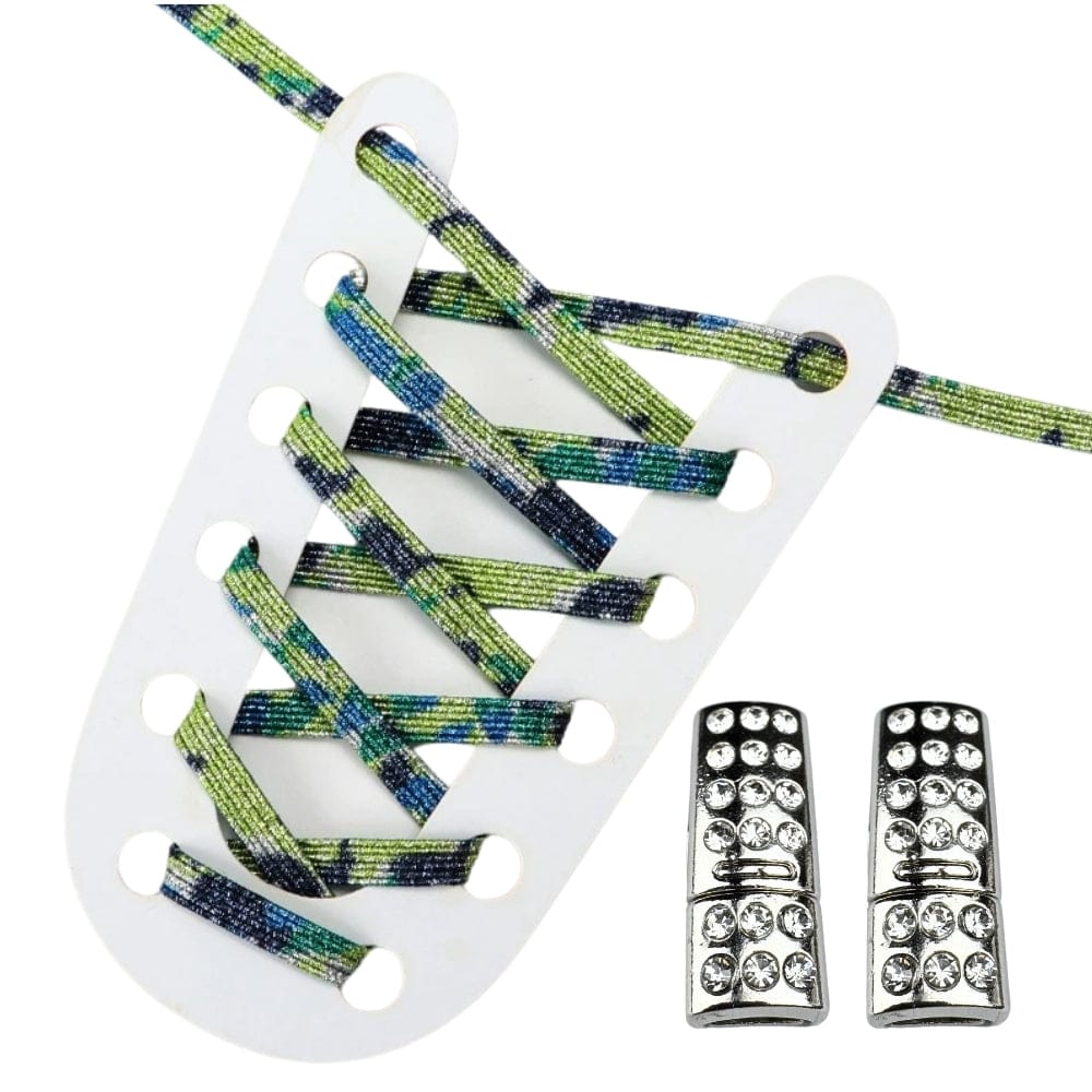 Productafbeelding van glitter elastische veters van 6 mm met bling magneet sluiting in de kleur splash