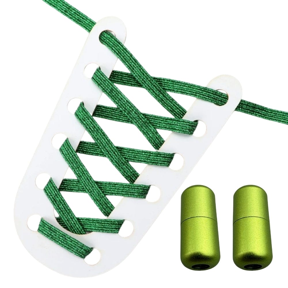 Productafbeelding van glitter elastische veters van 6 mm met capsule sluiting in de kleur groen