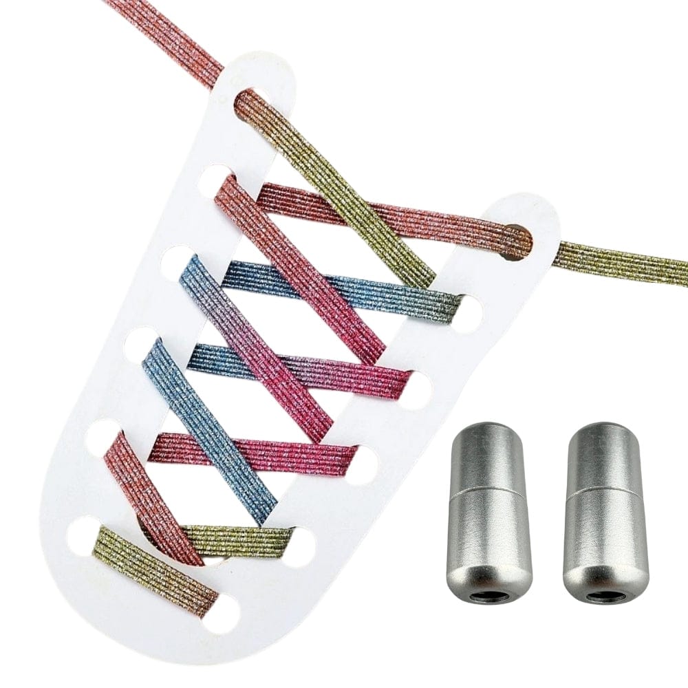 Productafbeelding van glitter elastische veters van 6 mm met capsule sluiting in de kleur snoepkleur