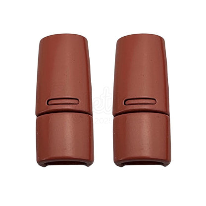 Elastische veters zonder strikken magnetische sluiting 6–9mm bruin detailfoto van hoe de sluiting werkt