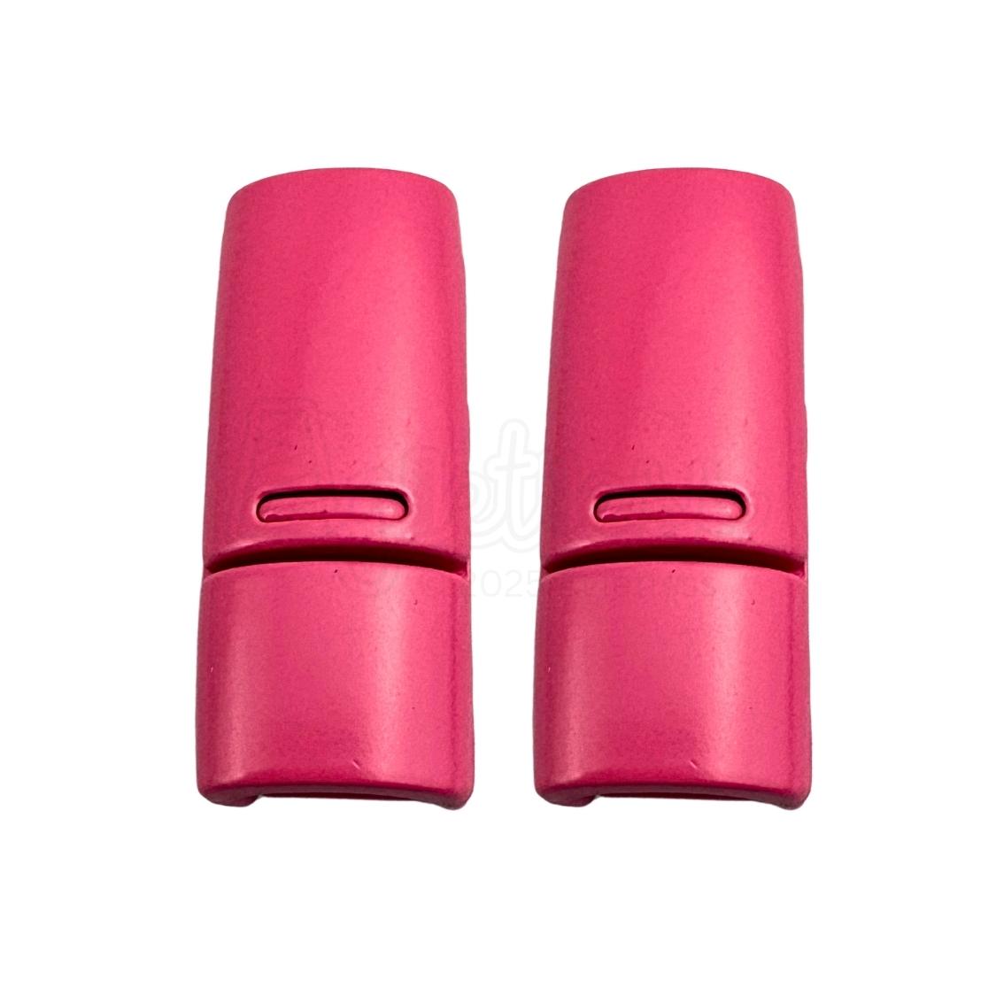 Elastische veters zonder strikken magnetische sluiting 6–9mm fuchsia detailfoto van hoe de sluiting werkt